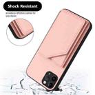 For iPhone 11 Pro Max Skin Feel Four Card Slots Phone Case with Wrist Strap(Pink) - 3