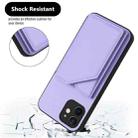 For iPhone 12 Skin Feel Four Card Slots Phone Case with Wrist Strap(Purple) - 3