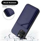 For iPhone 12 Pro Skin Feel Four Card Slots Phone Case with Wrist Strap(Blue) - 3