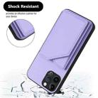 For iPhone 12 Pro Skin Feel Four Card Slots Phone Case with Wrist Strap(Purple) - 3