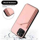 For iPhone 12 Pro Max Skin Feel Four Card Slots Phone Case with Wrist Strap(Pink) - 3