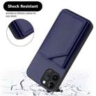 For iPhone 12 Pro Max Skin Feel Four Card Slots Phone Case with Wrist Strap(Blue) - 3