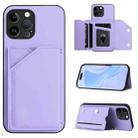 For iPhone 12 Pro Max Skin Feel Four Card Slots Phone Case with Wrist Strap(Purple) - 1