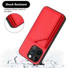 For iPhone 13 Pro Skin Feel Four Card Slots Phone Case with Wrist Strap(Red) - 3