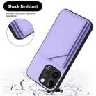 For iPhone 13 Pro Skin Feel Four Card Slots Phone Case with Wrist Strap(Purple) - 3