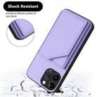For iPhone 13 Pro Max Skin Feel Four Card Slots Phone Case with Wrist Strap(Purple) - 3