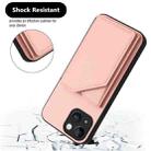 For iPhone 14 Skin Feel Four Card Slots Phone Case with Wrist Strap(Pink) - 3