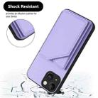 For iPhone 14 Skin Feel Four Card Slots Phone Case with Wrist Strap(Purple) - 3