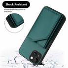 For iPhone 14 Plus Skin Feel Four Card Slots Phone Case with Wrist Strap(Green) - 3