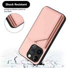 For iPhone 14 Pro Skin Feel Four Card Slots Phone Case with Wrist Strap(Pink) - 3