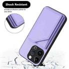 For iPhone 14 Pro Skin Feel Four Card Slots Phone Case with Wrist Strap(Purple) - 3