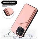 For iPhone 14 Pro Max Skin Feel Four Card Slots Phone Case with Wrist Strap(Pink) - 3