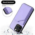 For iPhone 14 Pro Max Skin Feel Four Card Slots Phone Case with Wrist Strap(Purple) - 3