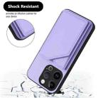 For iPhone 15 Pro Skin Feel Four Card Slots Phone Case with Wrist Strap(Purple) - 3