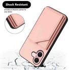 For iPhone 16 Skin Feel Four Card Slots Phone Case with Wrist Strap(Pink) - 3