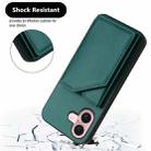 For iPhone 16 Skin Feel Four Card Slots Phone Case with Wrist Strap(Green) - 3