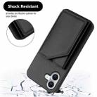 For iPhone 16 Plus Skin Feel Four Card Slots Phone Case with Wrist Strap(Black) - 3