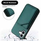 For iPhone 16 Plus Skin Feel Four Card Slots Phone Case with Wrist Strap(Green) - 3