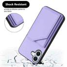 For iPhone 16 Plus Skin Feel Four Card Slots Phone Case with Wrist Strap(Purple) - 3