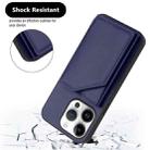 For iPhone 16 Pro Skin Feel Four Card Slots Phone Case with Wrist Strap(Blue) - 3