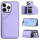 For iPhone 16 Pro Max Skin Feel Four Card Slots Phone Case with Wrist Strap(Purple) - 1