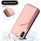 For iPhone X / XS Skin Feel Four Card Slots Phone Case with Wrist Strap(Pink) - 3