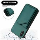 For iPhone X / XS Skin Feel Four Card Slots Phone Case with Wrist Strap(Green) - 3