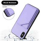 For iPhone X / XS Skin Feel Four Card Slots Phone Case with Wrist Strap(Purple) - 3