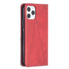 For iPhone 12 / 12 Pro Rhombus Texture Horizontal Flip Magnetic Leather Case with Holder & Card Slots(Red) - 1