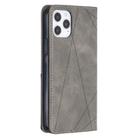 For iPhone 12 / 12 Pro Rhombus Texture Horizontal Flip Magnetic Leather Case with Holder & Card Slots(Grey) - 2