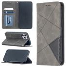 For iPhone 12 / 12 Pro Rhombus Texture Horizontal Flip Magnetic Leather Case with Holder & Card Slots(Grey) - 3
