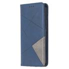 For iPhone 12 / 12 Pro Rhombus Texture Horizontal Flip Magnetic Leather Case with Holder & Card Slots(Blue) - 1