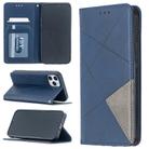 For iPhone 12 / 12 Pro Rhombus Texture Horizontal Flip Magnetic Leather Case with Holder & Card Slots(Blue) - 3