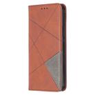 For iPhone 12 / 12 Pro Rhombus Texture Horizontal Flip Magnetic Leather Case with Holder & Card Slots(Brown) - 1