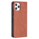 For iPhone 12 / 12 Pro Rhombus Texture Horizontal Flip Magnetic Leather Case with Holder & Card Slots(Brown) - 2