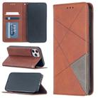 For iPhone 12 / 12 Pro Rhombus Texture Horizontal Flip Magnetic Leather Case with Holder & Card Slots(Brown) - 3