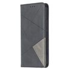 For iPhone 12 / 12 Pro Rhombus Texture Horizontal Flip Magnetic Leather Case with Holder & Card Slots(Black) - 1