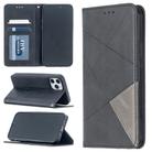 For iPhone 12 / 12 Pro Rhombus Texture Horizontal Flip Magnetic Leather Case with Holder & Card Slots(Black) - 3