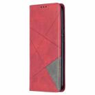 For Xiaomi Redmi 9A Rhombus Texture Horizontal Flip Magnetic Leather Case with Holder & Card Slots(Red) - 2