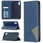 For Xiaomi Redmi 9A Rhombus Texture Horizontal Flip Magnetic Leather Case with Holder & Card Slots(Blue) - 1