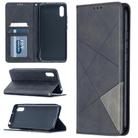 For Xiaomi Redmi 9A Rhombus Texture Horizontal Flip Magnetic Leather Case with Holder & Card Slots(Black) - 1