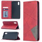 For Xiaomi Redmi 9C Rhombus Texture Horizontal Flip Magnetic Leather Case with Holder & Card Slots(Red) - 1