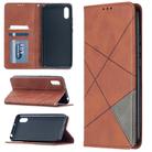 For Xiaomi Redmi 9C Rhombus Texture Horizontal Flip Magnetic Leather Case with Holder & Card Slots(Brown) - 1