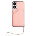 For Honor X7b / Play 8T Skin Feel Four Card Slots Phone Case with Wrist Strap(Pink) - 2