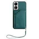 For Honor X7b / Play 8T Skin Feel Four Card Slots Phone Case with Wrist Strap(Green) - 2