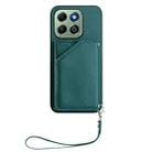 For Honor X6b Skin Feel Four Card Slots Phone Case with Wrist Strap(Green) - 2