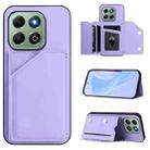 For Honor X6b Skin Feel Four Card Slots Phone Case with Wrist Strap(Purple) - 1