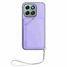 For Honor X6b Skin Feel Four Card Slots Phone Case with Wrist Strap(Purple) - 2