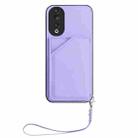 For Honor 90 Skin Feel Four Card Slots Phone Case with Wrist Strap(Purple) - 2
