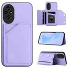 For Honor 200 Skin Feel Four Card Slots Phone Case with Wrist Strap(Purple) - 1